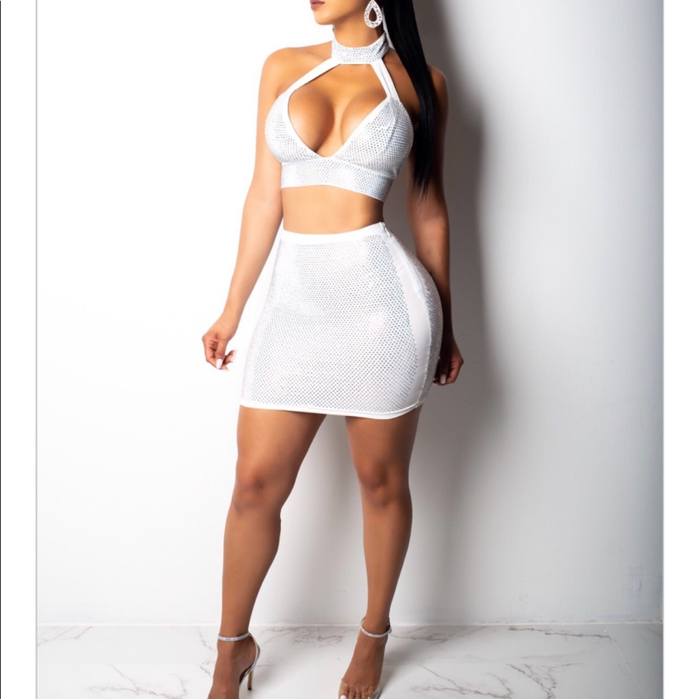 2-Piece White Jeweled Set
